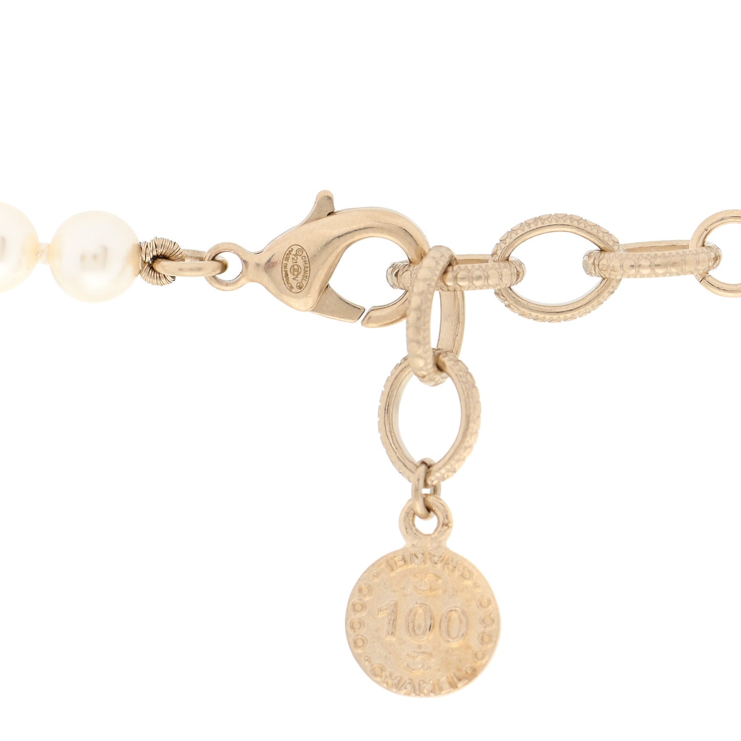 Pearl CC 100th Anniversary Necklace Light Gold