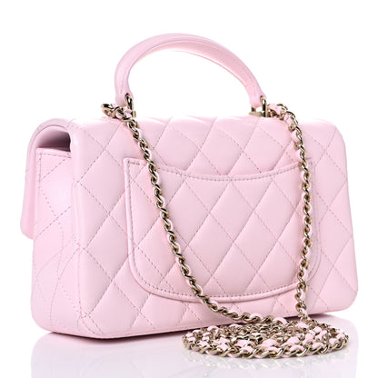 Chanel Lambskin Quilted Mini Top Handle Rectangular Flap Light Pink 3 of 9