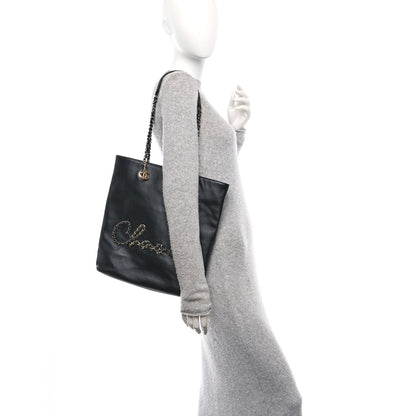 Chanel Calfskin Chain 20s Signature Tote Black 3 of 10