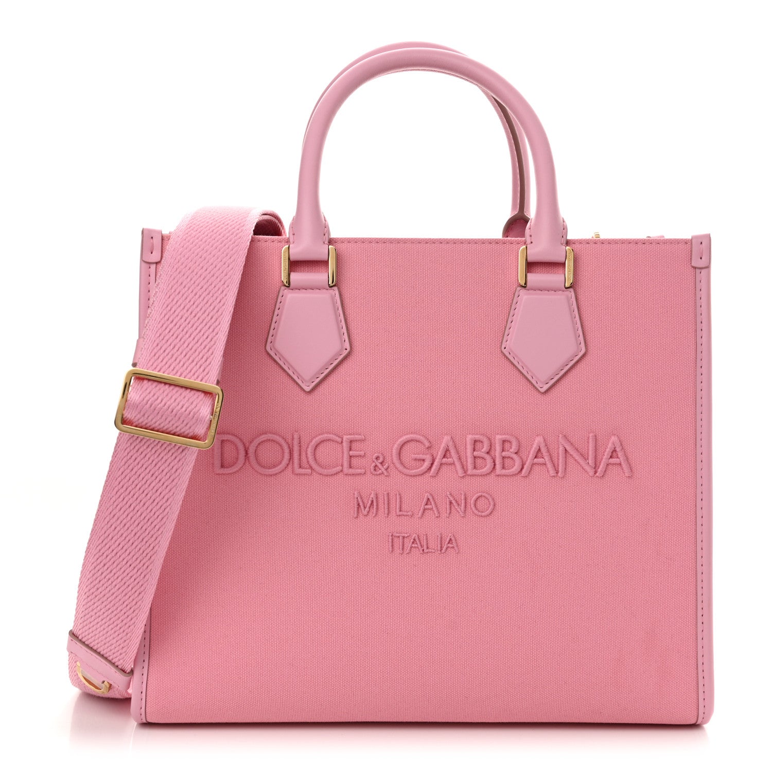 Dolce & Gabbana Canvas Embroidered Logo Shopper Tote Pink 1 of 11