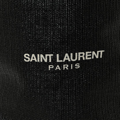 Saint Laurent Linen Canvas Teddy Shopping Bag Black 16 of 16