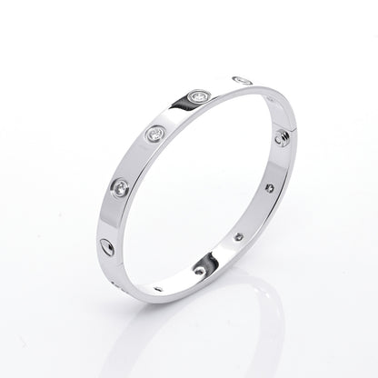 Cartier 18K White Gold 10 Diamond LOVE Bracelet 16 7 of 9