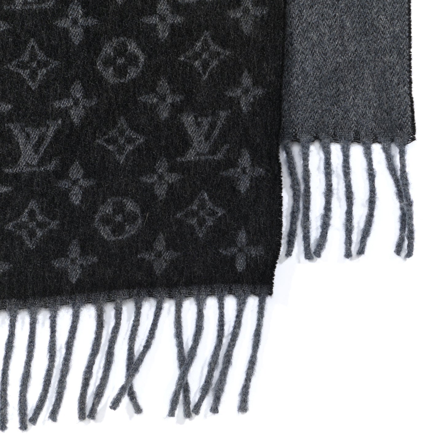 Cashmere Wool Monogram Gradient Scarf Black