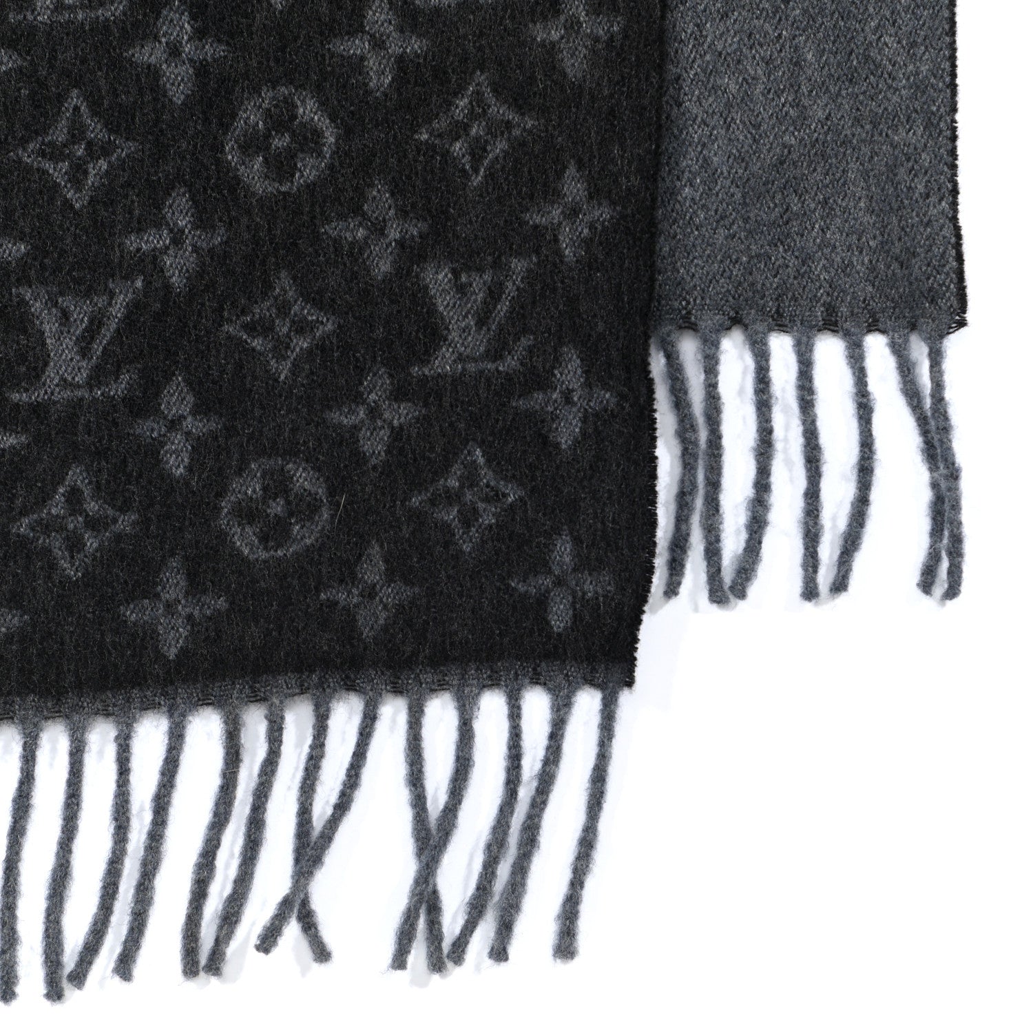 Louis Vuitton Cashmere Wool Monogram Gradient Scarf Black 4 of 5