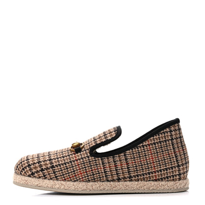 Gucci Wool Tweed Plaid Houndstooth Mens Fria Horsebit Loafers 7 Mahogany Black 1 of 8