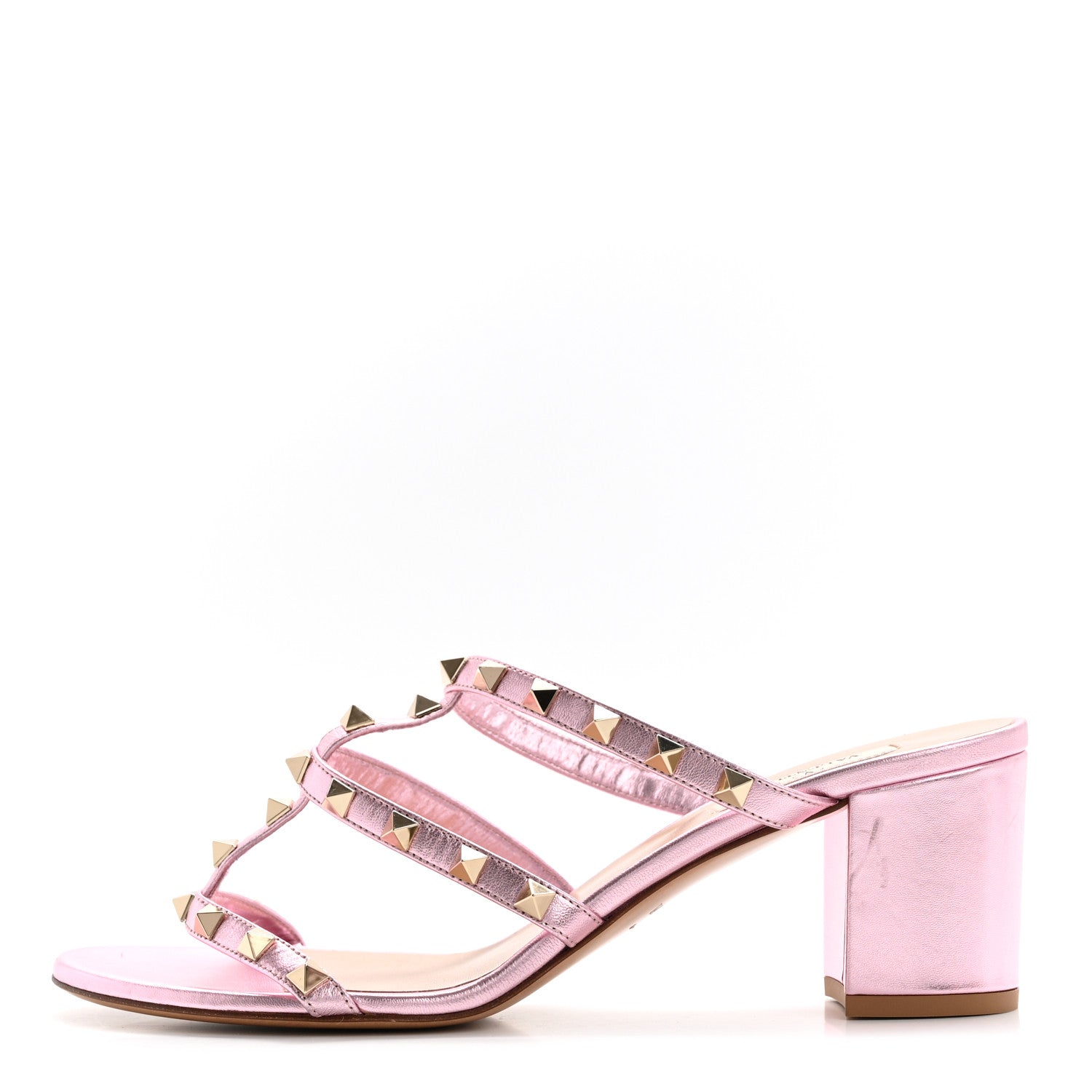 Valentino Garavani Laminated Nappa Rockstud 60mm Caged Slide Sandals 40 Giacinto 1 of 10