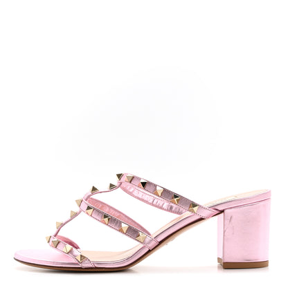 Valentino Garavani Laminated Nappa Rockstud 60mm Caged Slide Sandals 40 Giacinto 1 of 10