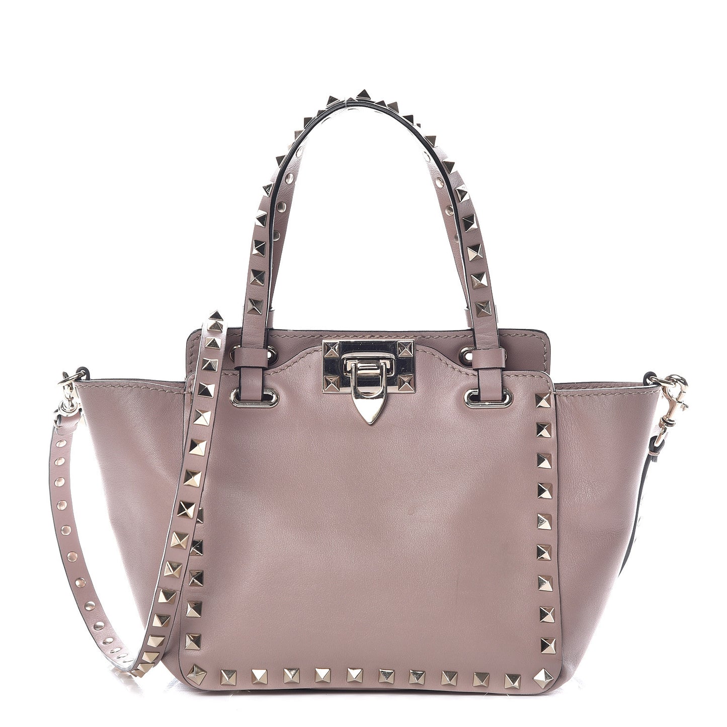 Vitello Mini Rockstud Tote Poudre