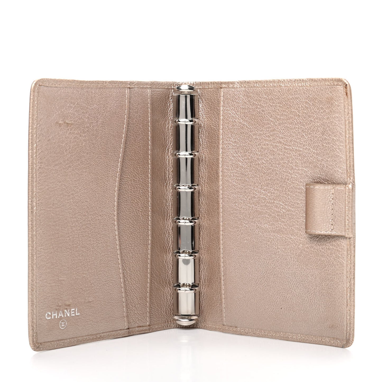 Metallic Goatskin Small Ring Agenda Planner Gold