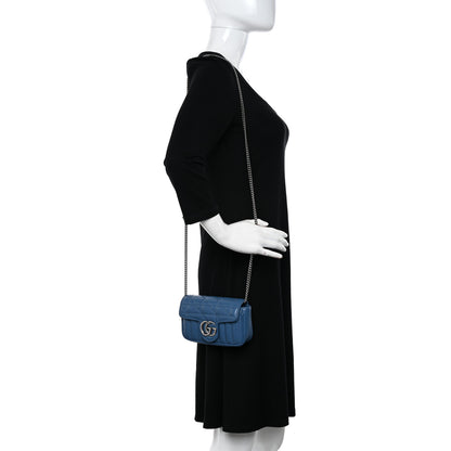 Gucci Calfskin Matelasse Aria Super Mini GG Marmont Shoulder Bag Clear Blue 2 of 10