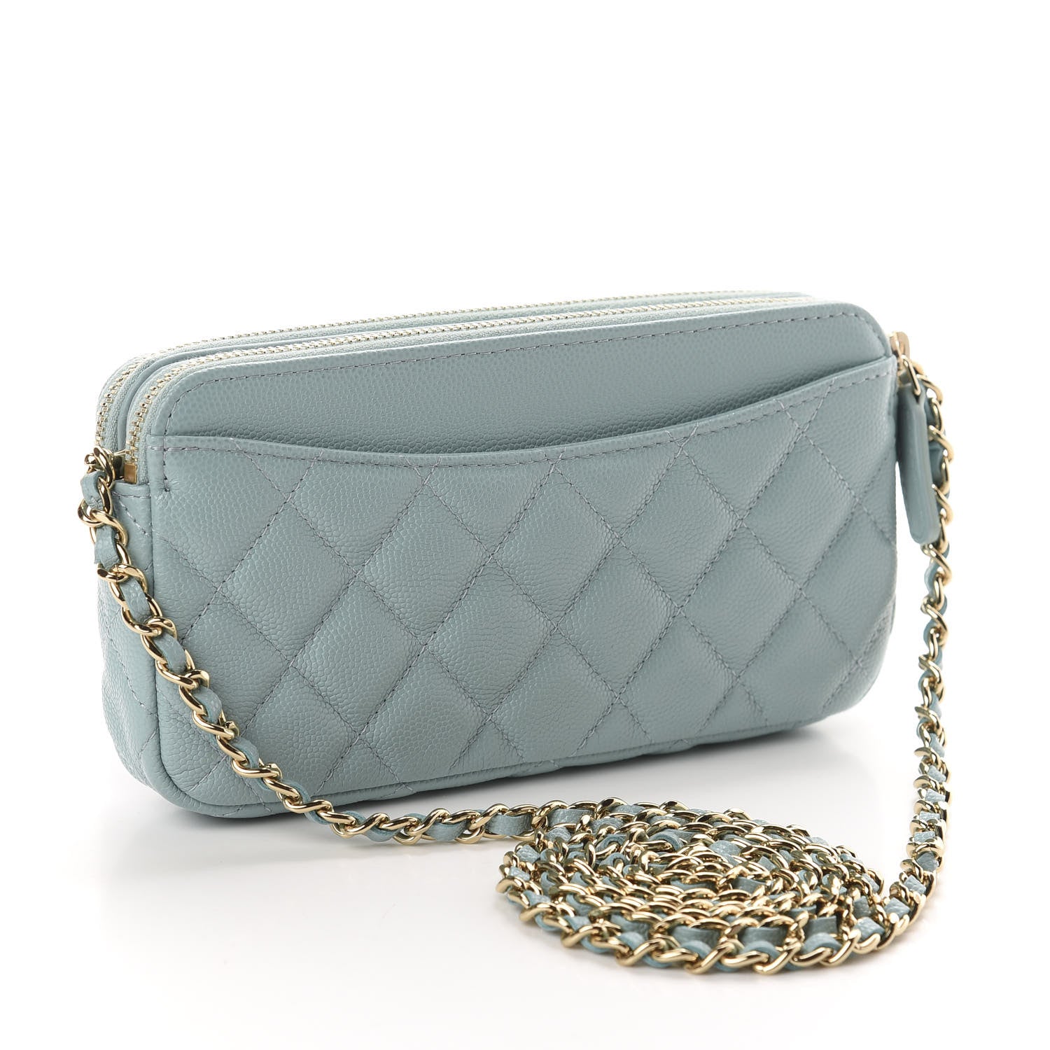 Chanel Caviar Quilted Small Clutch With Chain Light Blue 2 of 11