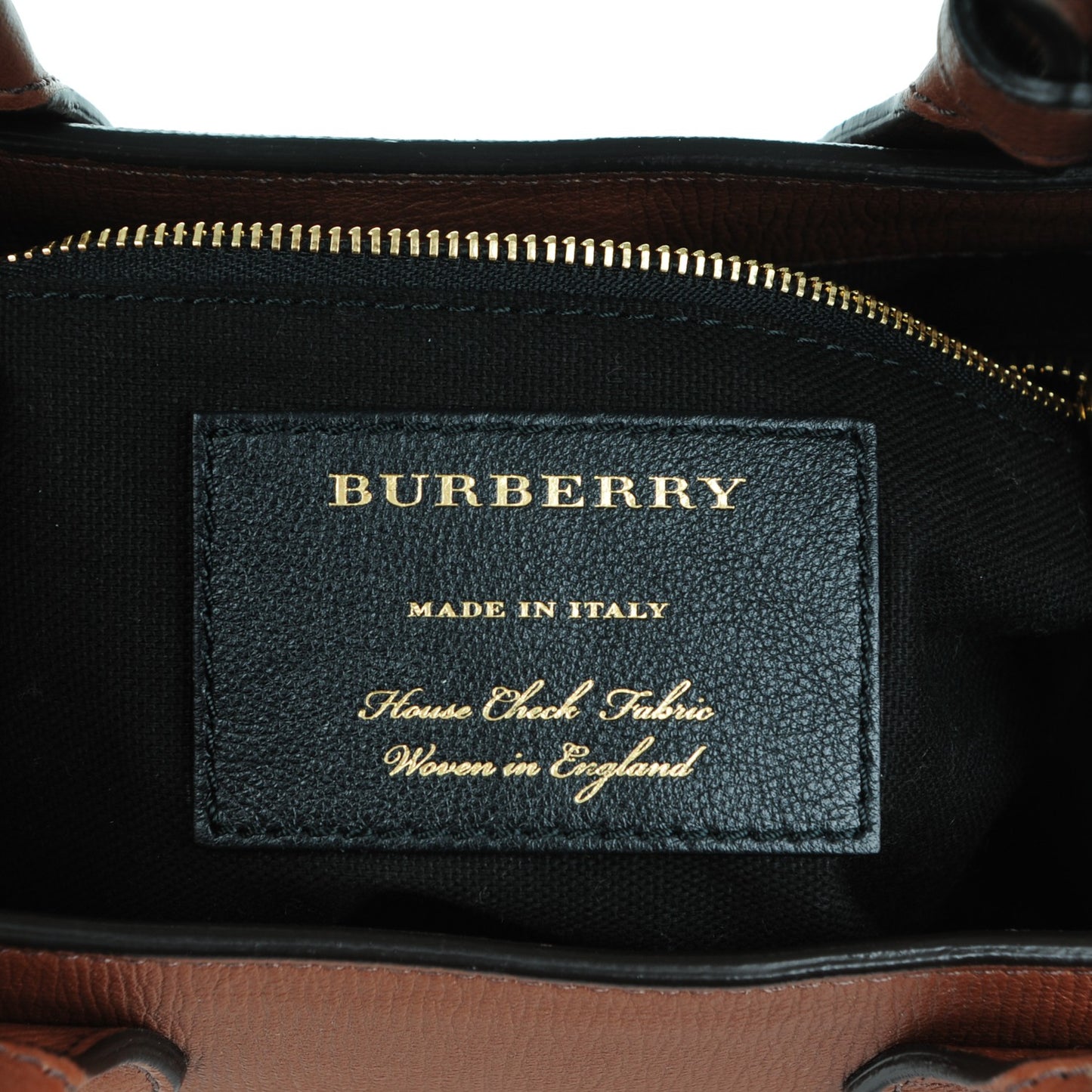 Grainy Calfskin House Check Small Banner Tote Tan