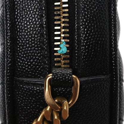 Saint Laurent Grain De Poudre Matelasse Chevron Quilted Round Vinyle Camera Bag Black 11 of 11
