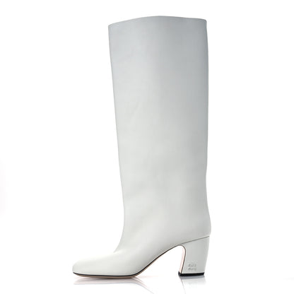 Miu Miu Calfskin Knee High Heel Boot 38 White 1 of 9