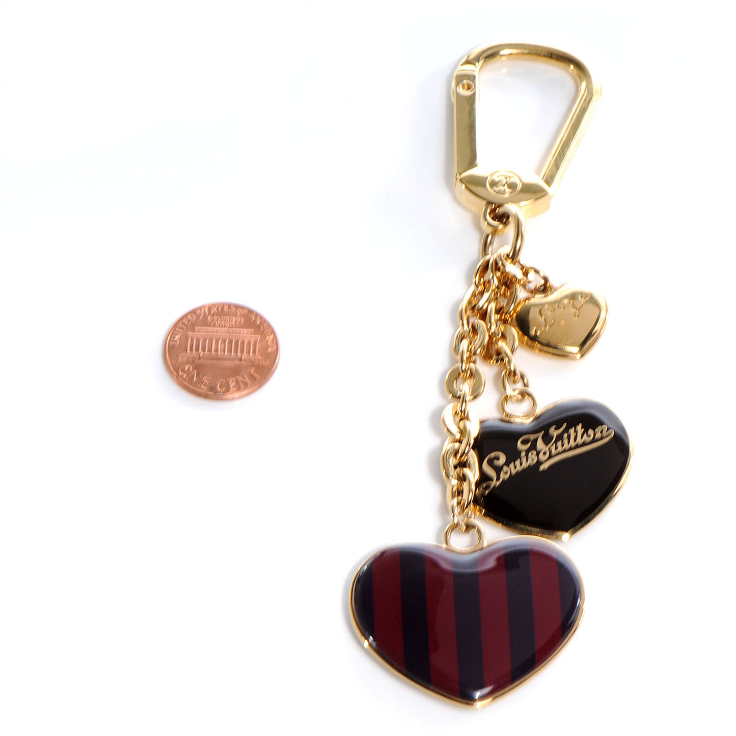 Rayures Coeur Bag Charm Key Holder Amarante
