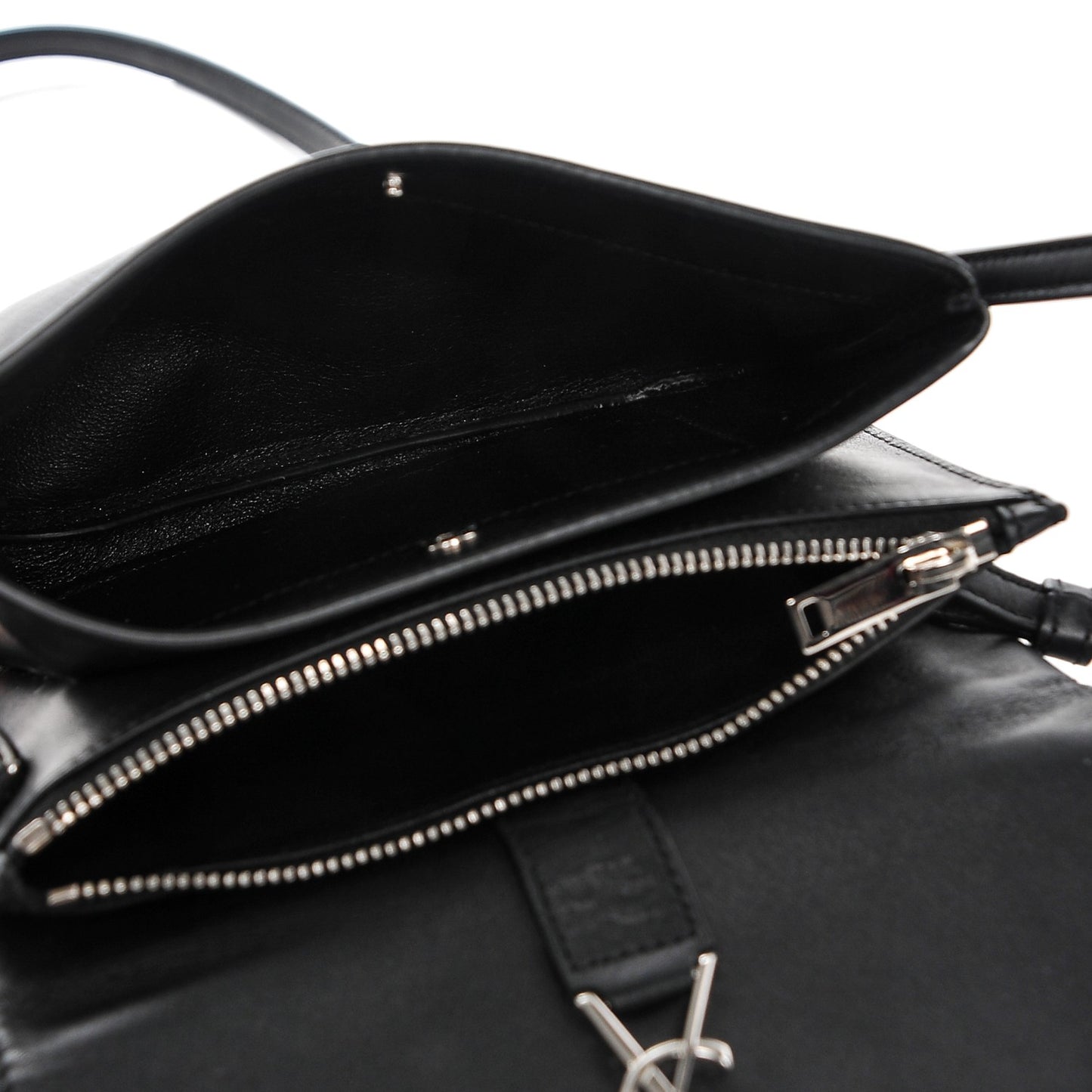 Calfskin Monogram Tri Pocket Crossbody Bag Black