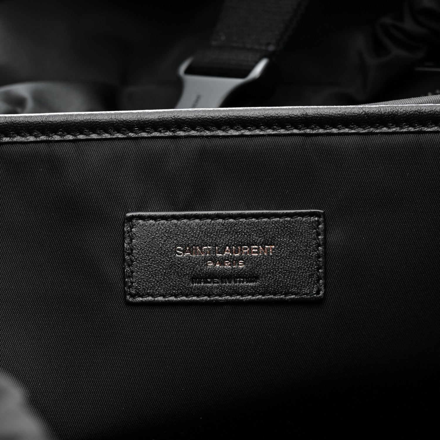 Saint Laurent Lambskin Logo Debossed Backpack Black 6 of 10