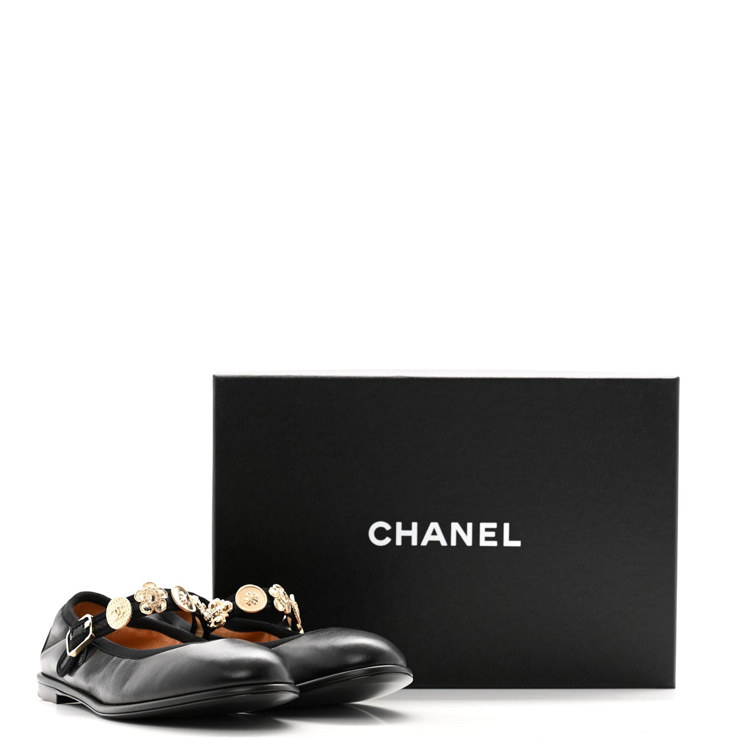 Lambskin Charm Mary Jane Flats 39 Black