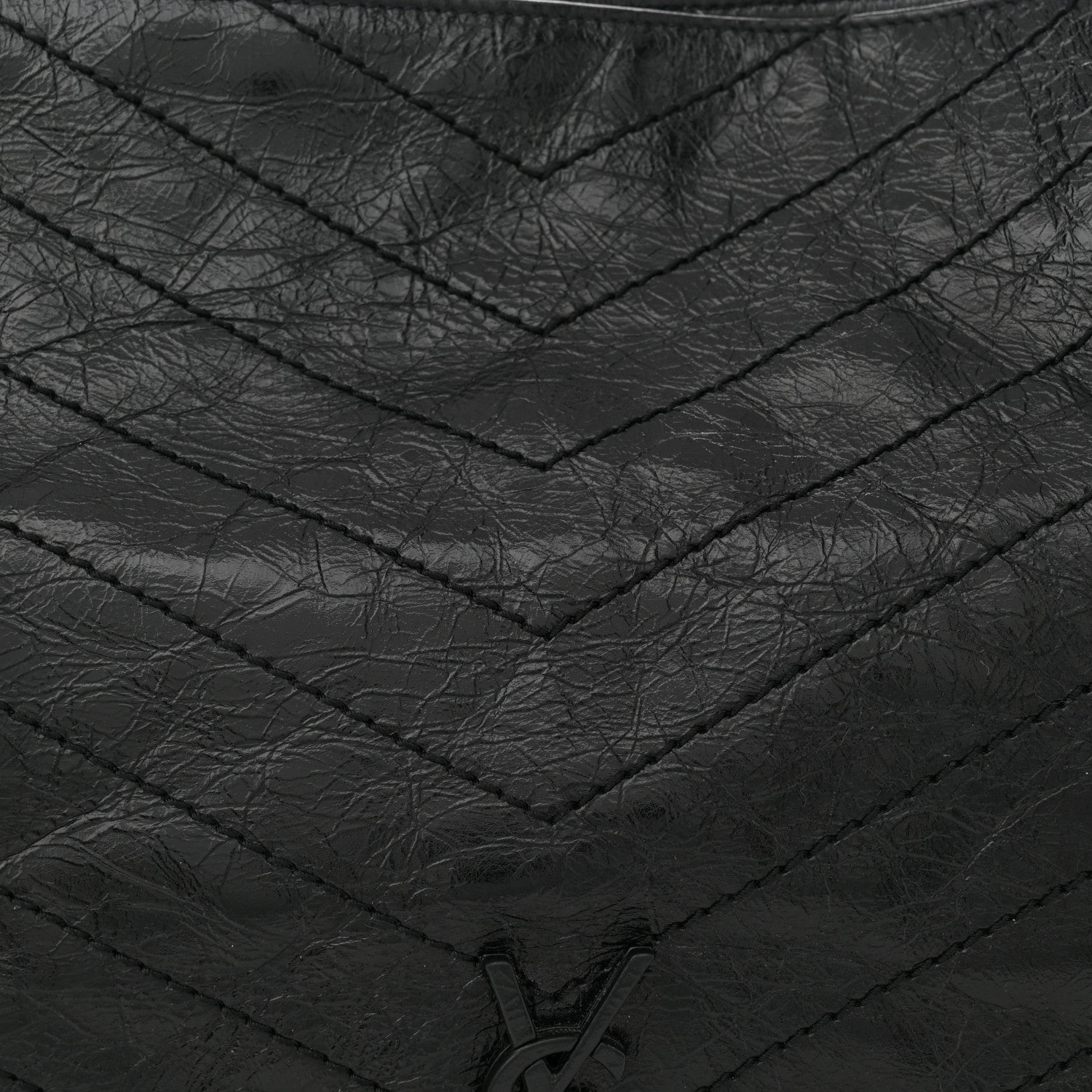 Saint Laurent Crinkled Calfskin Matelasse Monogram Medium Niki Shopper Tote  Black 8 of 11