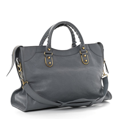 Balenciaga Chevre Gold Metallic Edge Hardware City Bleu Acier 3 of 10