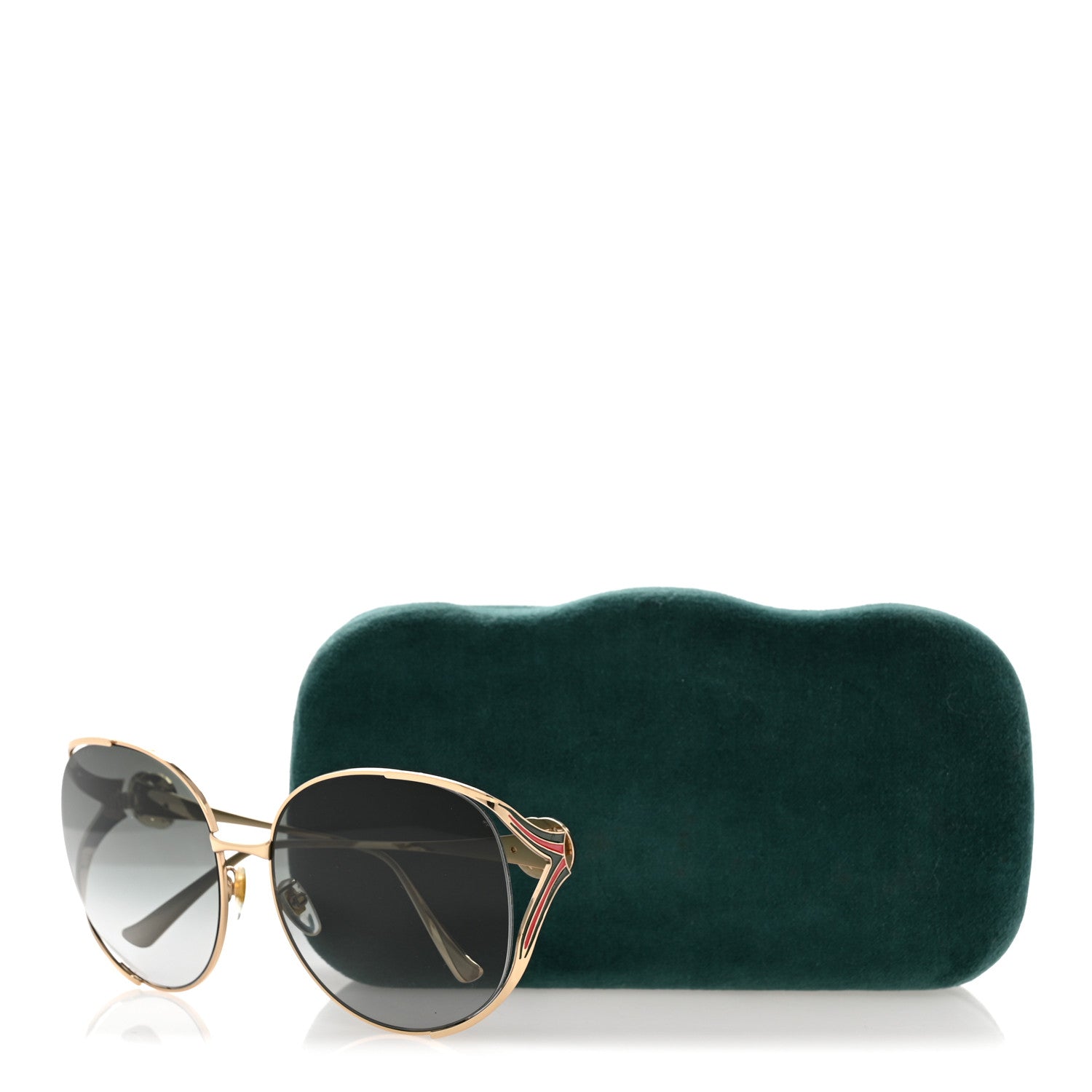 Gucci Metal Oversized Round Frame GG0225S Sunglasses Gold 8 of 8