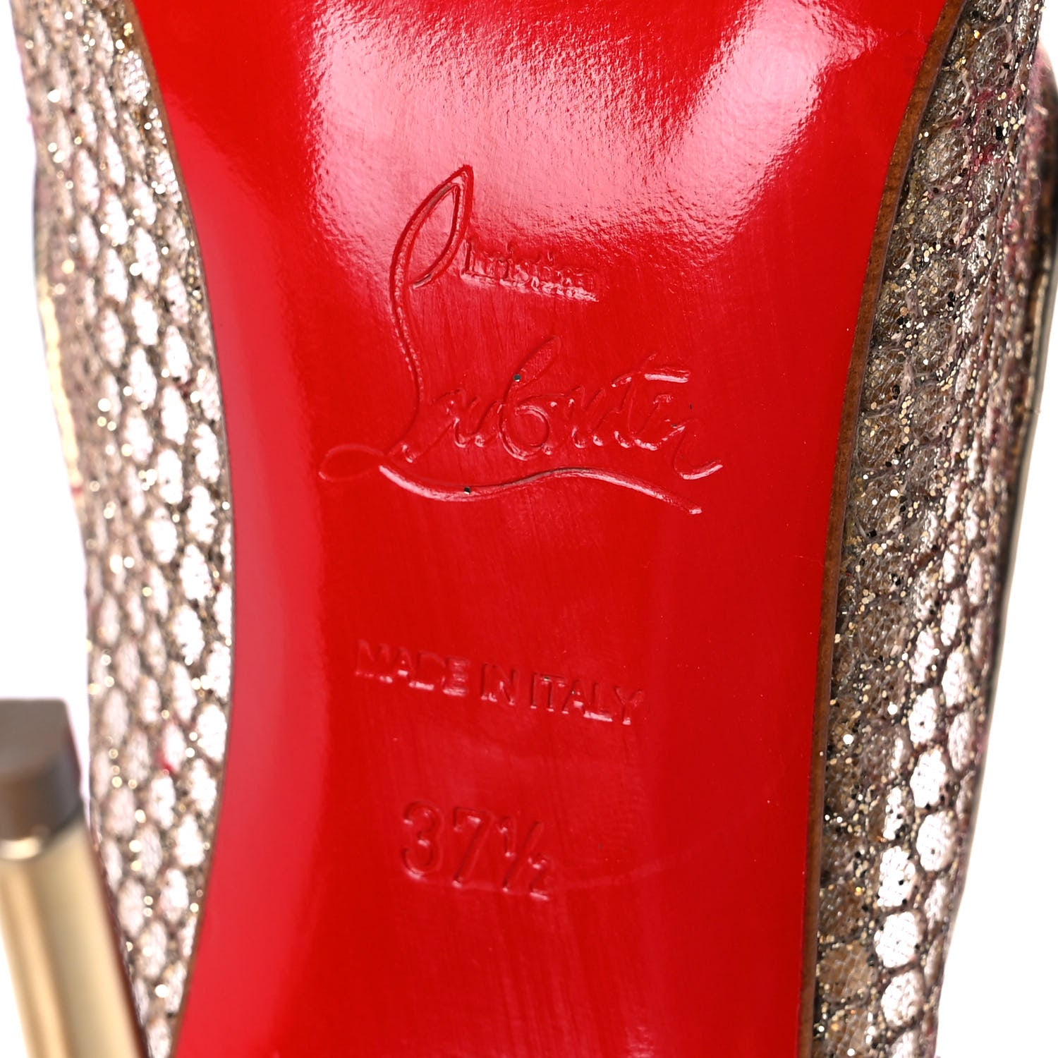 Christian Louboutin Metallic Fishnet Follies Resille 100 Pumps 37.5 Gold 6 of 7