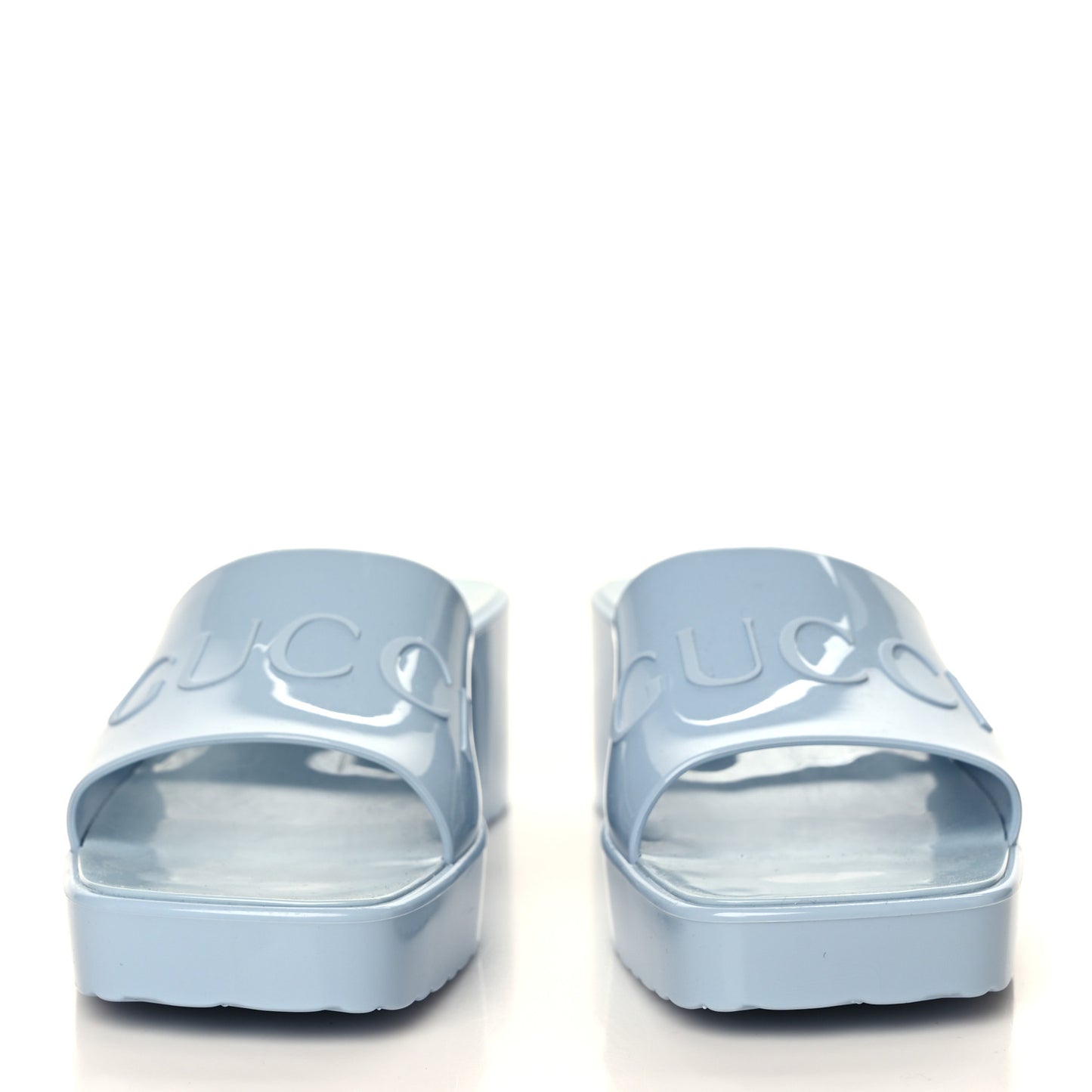 Rubber Gucci Logo Womens Platform 20/60mm Slide Sandals 36 Porcelain Light Blue