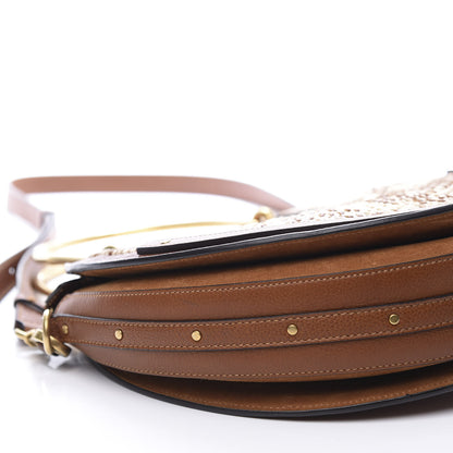 Chloe Calfskin Suede Raffia Medium Pixie Bag Caramel 9 of 12