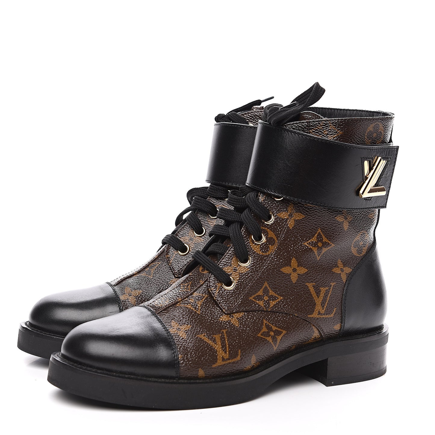 Calfskin Monogram Wonderland Flat Ranger Boots 38 Black