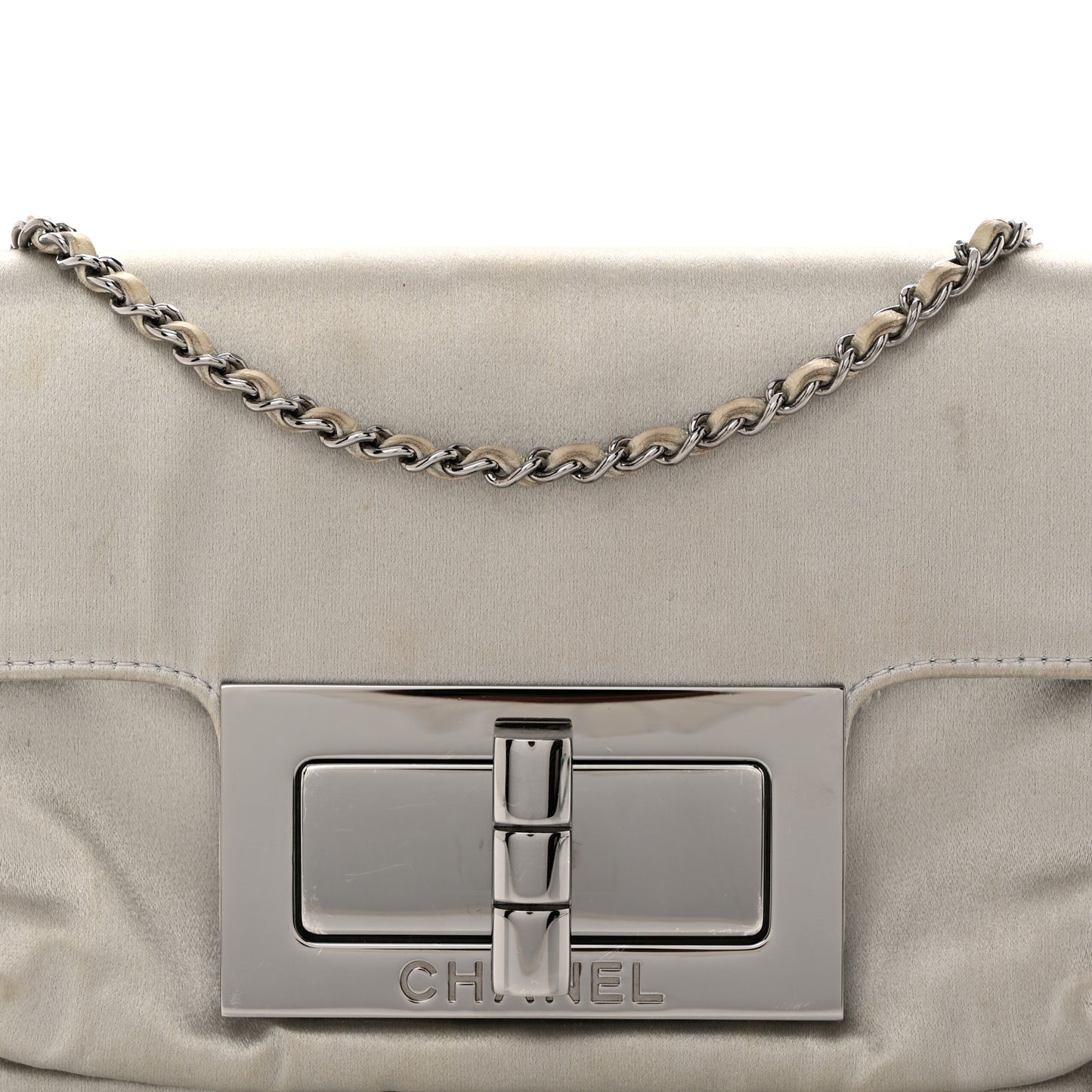 Satin Small Mademoiselle Flap Silver
