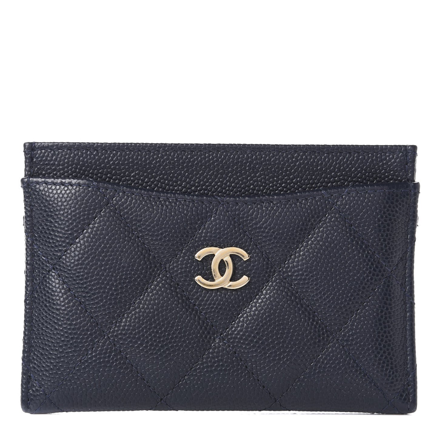 Caviar Quilted Card Holder Navy