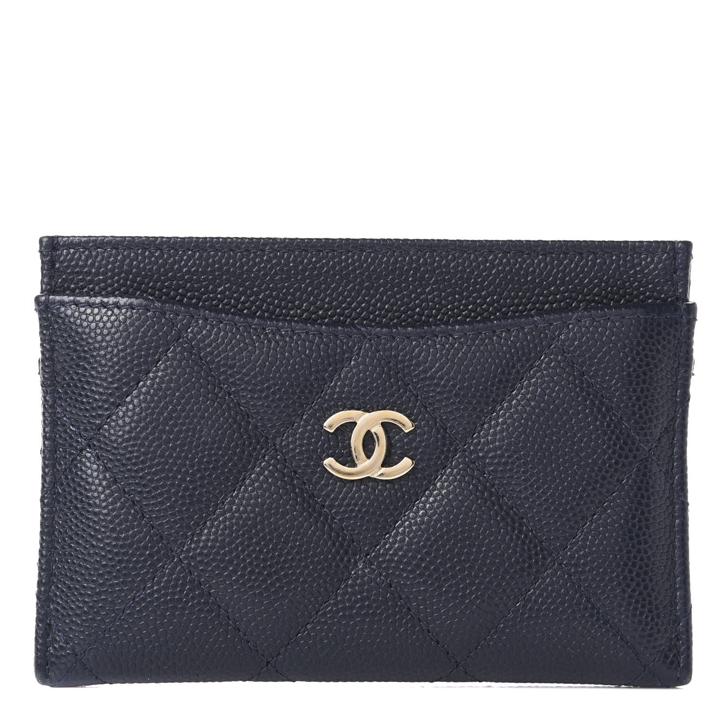 Chanel Caviar Quilted Card Holder Navy 1 of 10