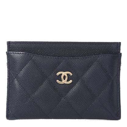 Chanel Caviar Quilted Card Holder Navy 1 of 10