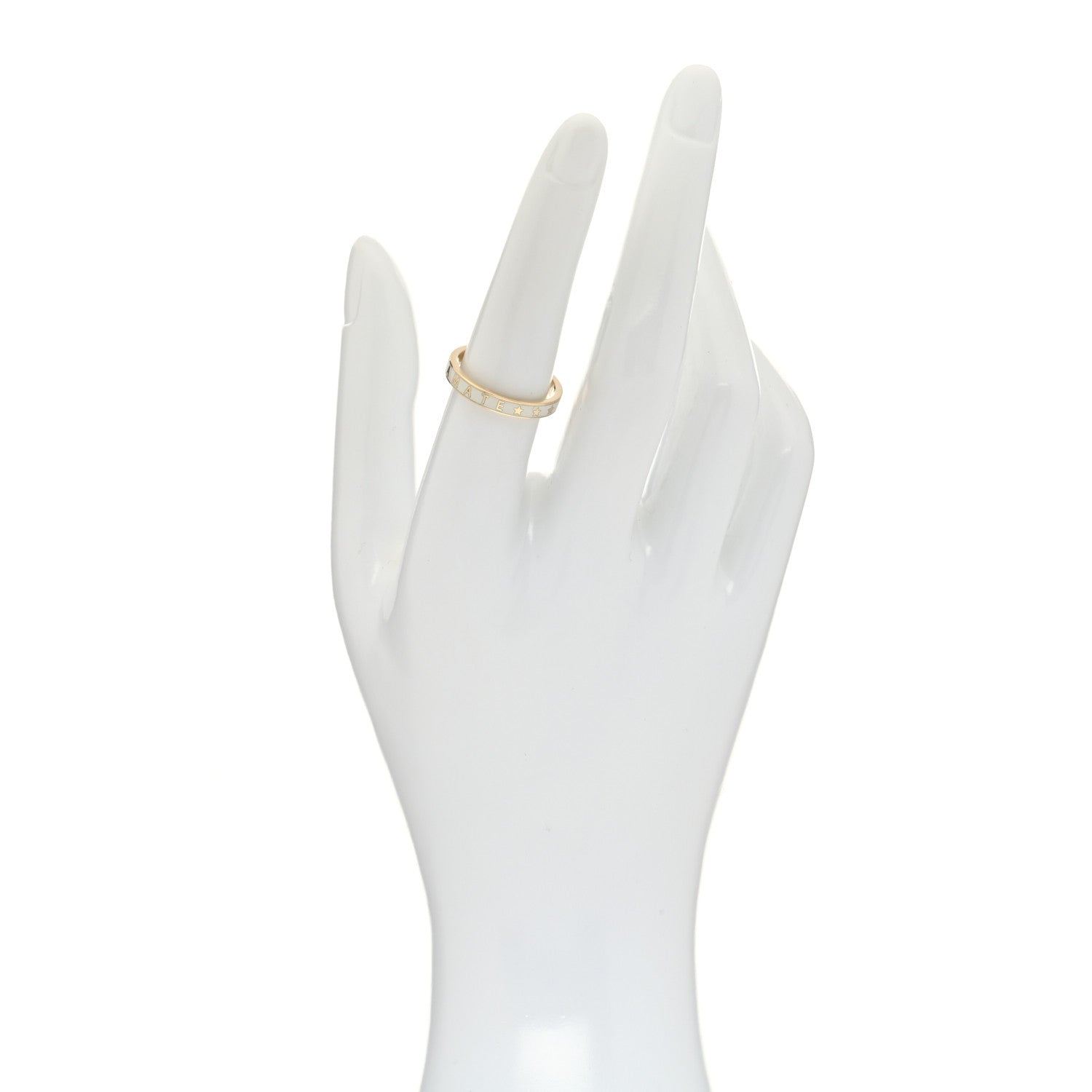Foundrae 18K Yellow Gold Champleve Enamel Thin Amate Love Band Ring White 53 6.5 2 of 5