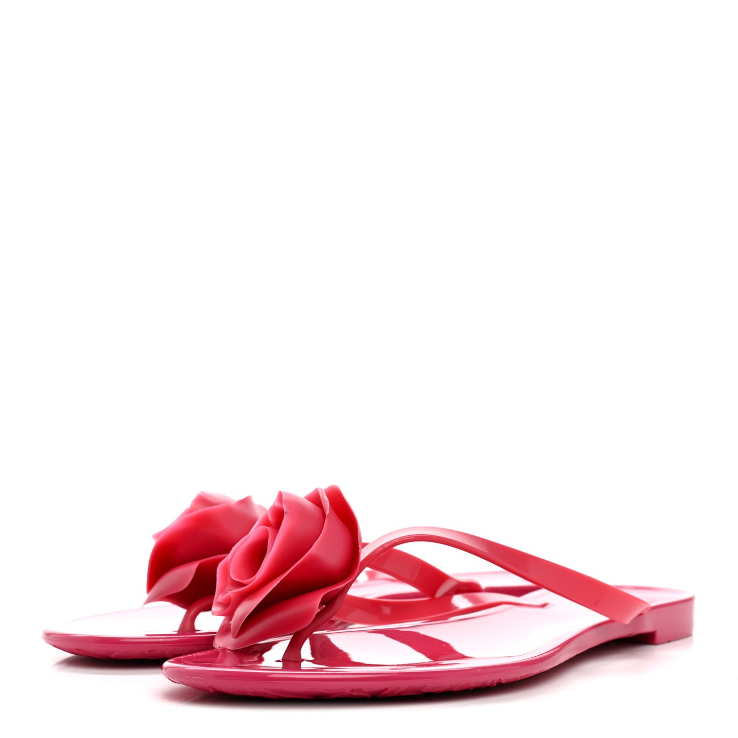 PVC Jelly Rose Thong Sandals 37 Dark Pink
