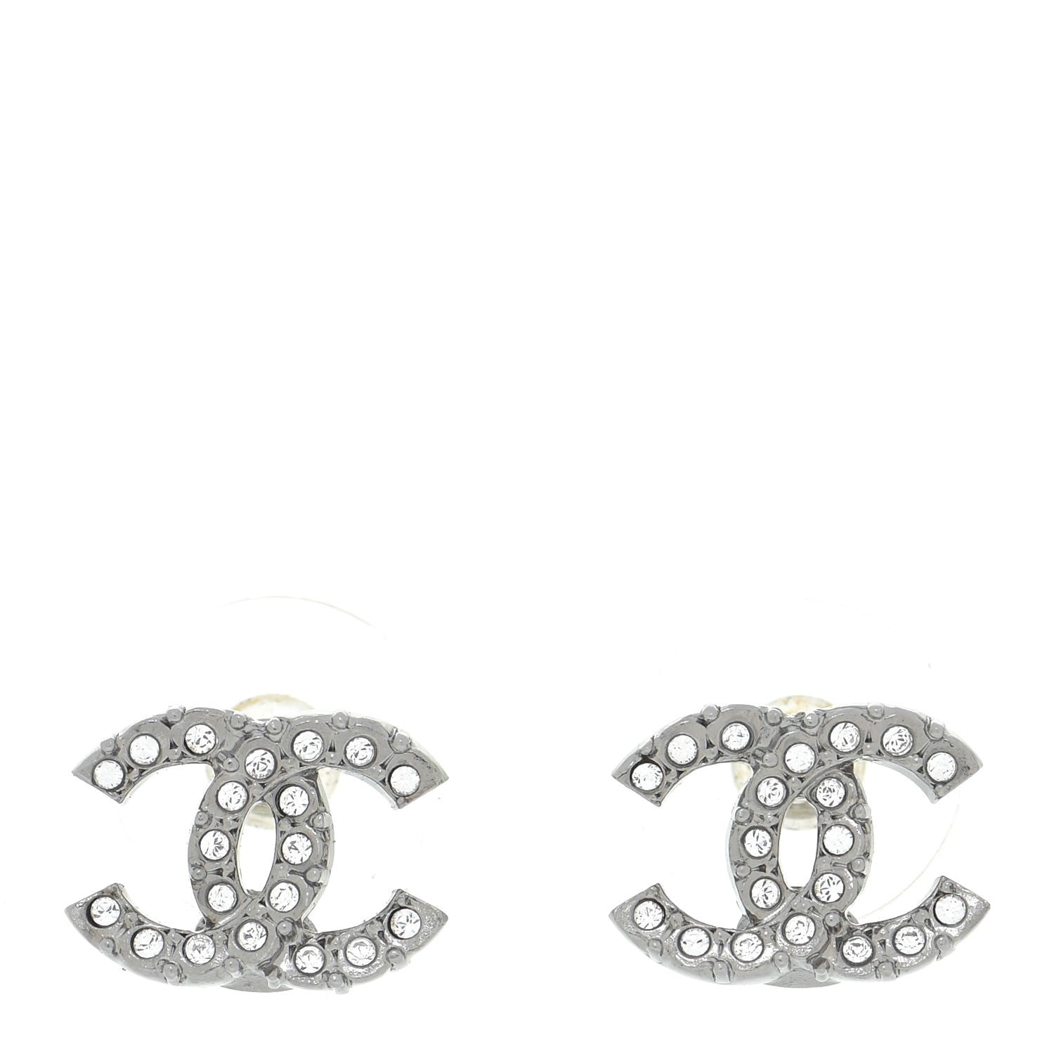 Chanel Crystal CC Earrings Silver 1 of 5