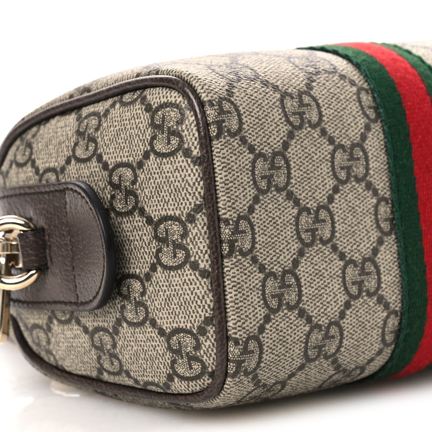 Gucci GG Supreme Monogram Web Mini Ophidia Boston Bag Beige Dark Brown Beige Dark Brown 9 of 10