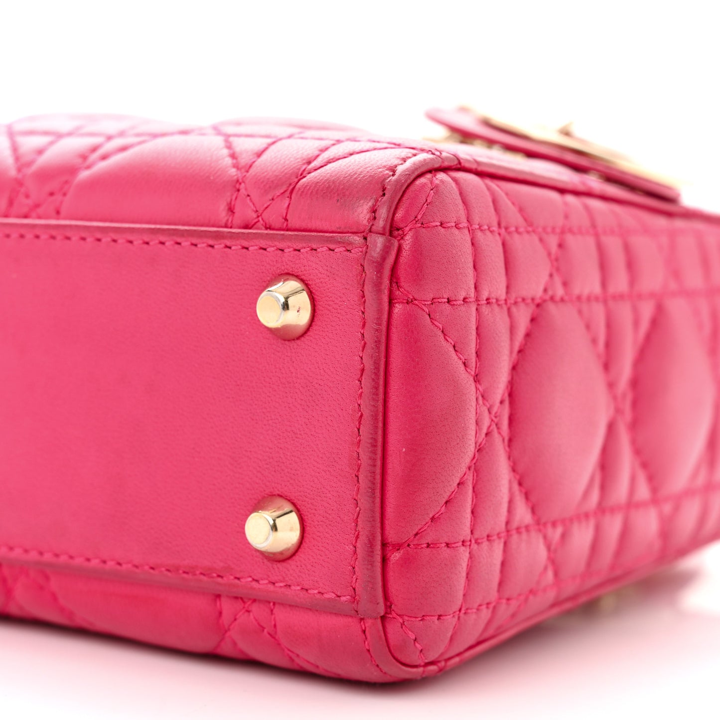 Lambskin Cannage Mini Lady Dior Fuchsia