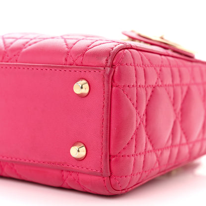 Christian Dior Lambskin Cannage Mini Lady Dior Fuchsia 10 of 12