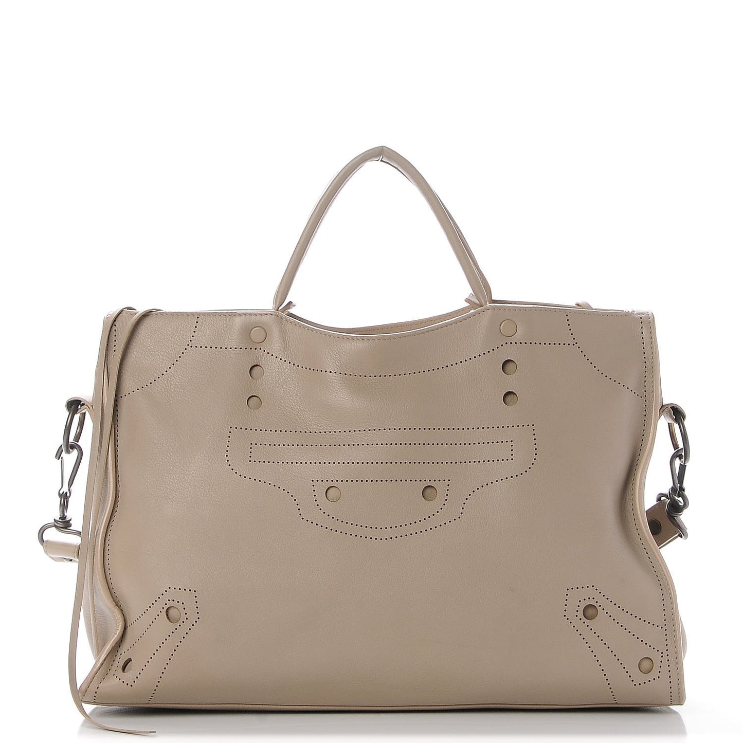 Veau Soyeux Perforated Blackout Hardware City Gris Cendre