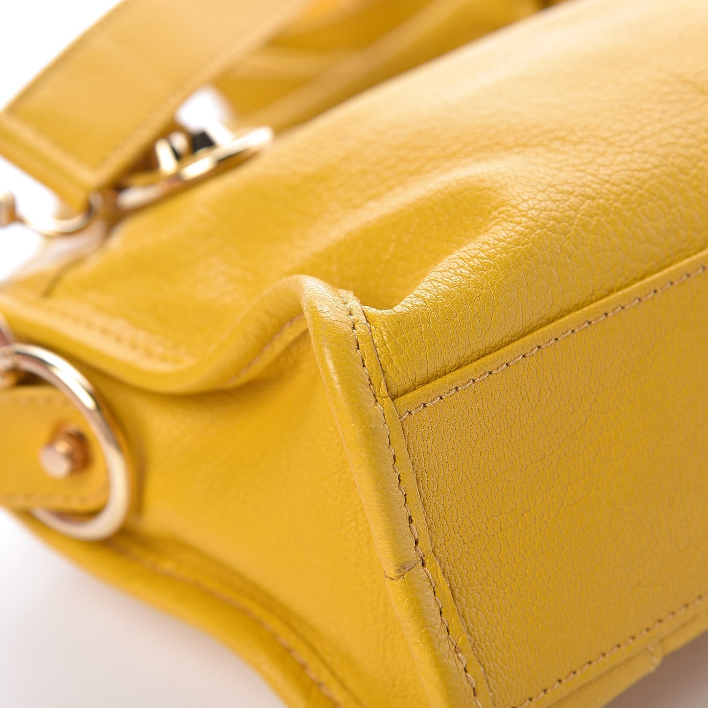 Chevre Gold Metallic Edge Hardware Mini City Jaune Epi