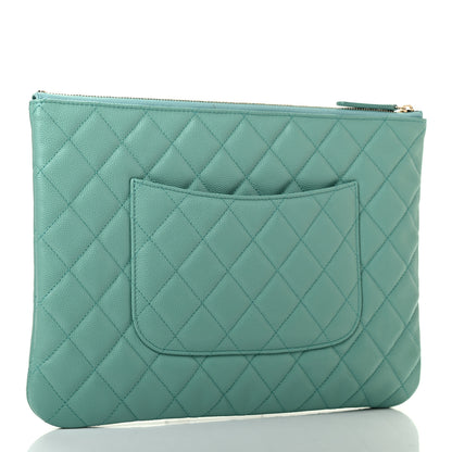 Chanel Caviar Quilted Coco Candy Medium Cosmetic Case Blue 3 of 8