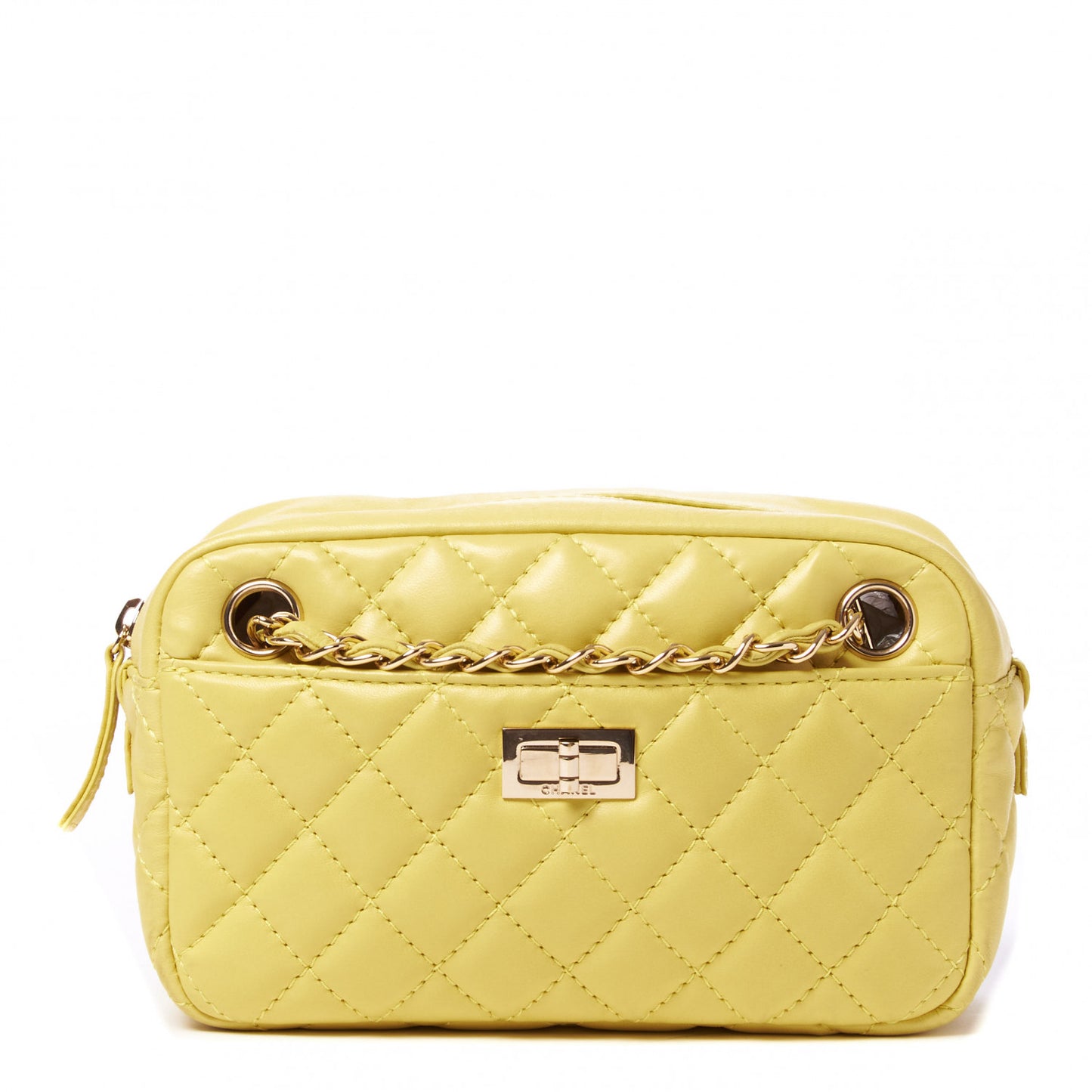 Calfskin Quilted Reissue Small Camera Case Yellow