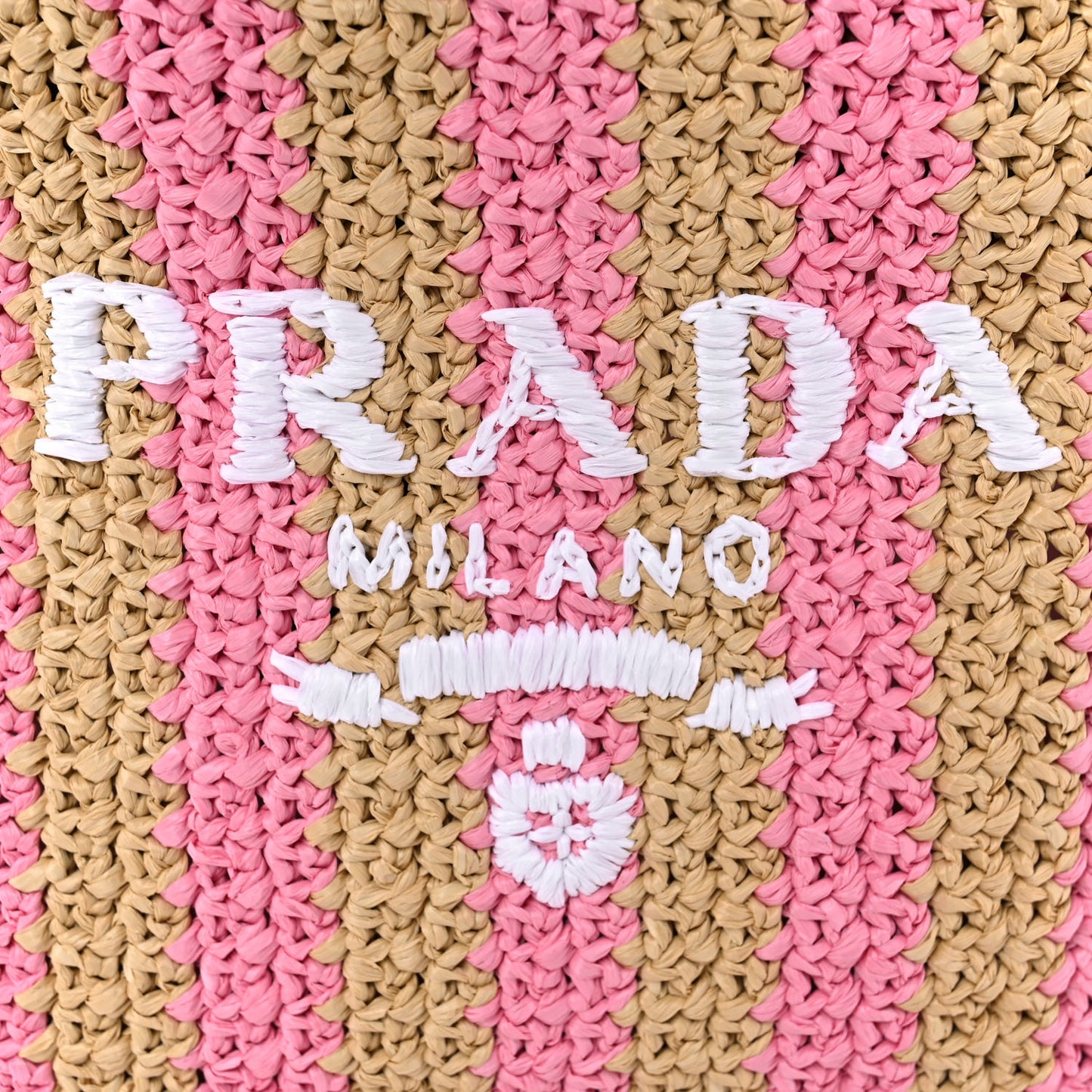 Yarn Raffia Effect Crochet Striped Small Logo Tote Naturale Petalo