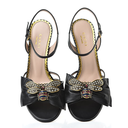 Gucci Nappa Queen Margaret Mid Heel Sandals 36.5 Black 5 of 9