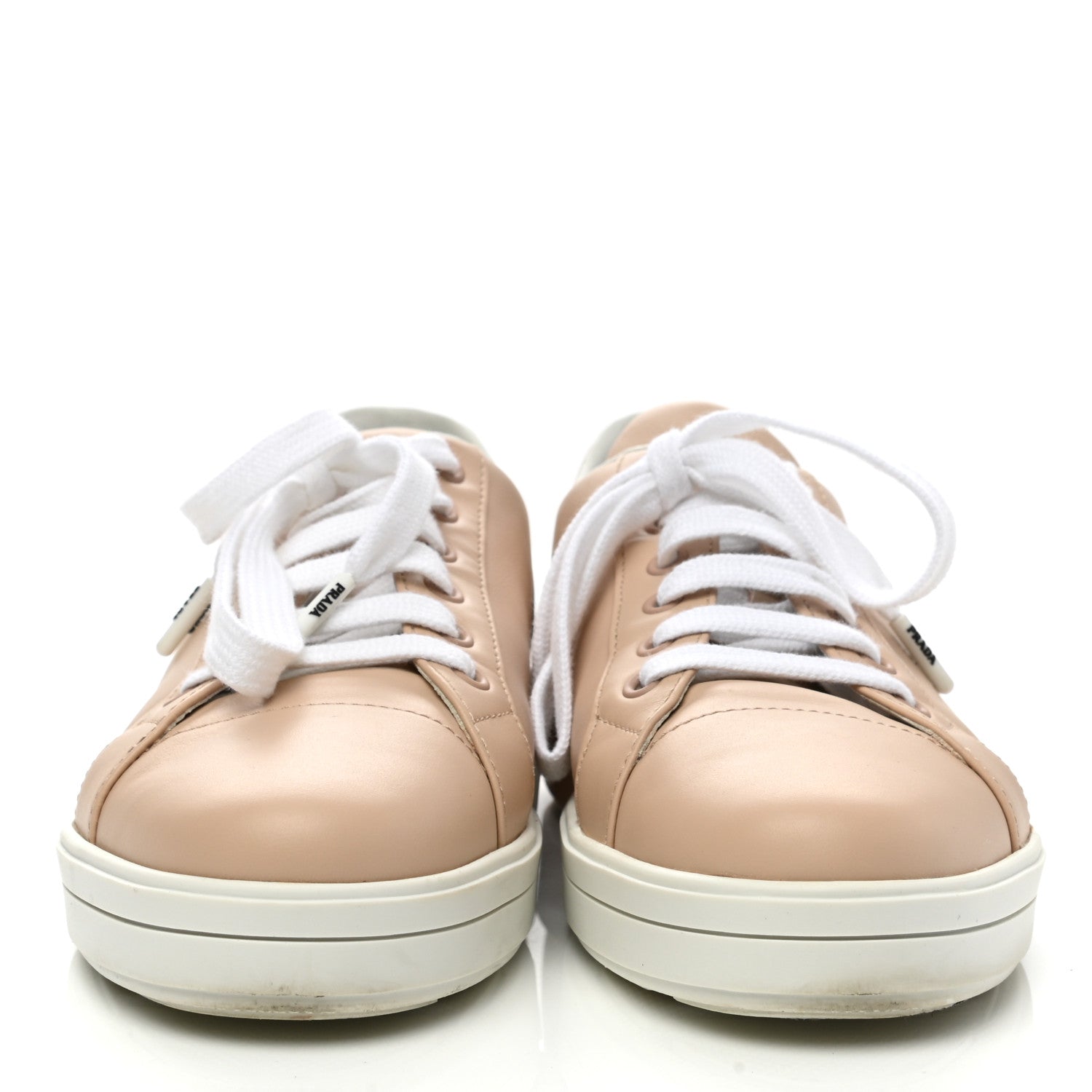 Prada Vitello Soft Logo Low Top Sneakers 40 Beige 2 of 8