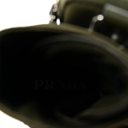 Prada Spazzolato Rois Re-Nylon Metal Triangle Logo Monolith Pouch Pocket 55mm Boots 37.5 Militare 8 of 9
