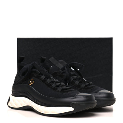 Chanel Velvet Calfskin Mixed Fibers CC Sneakers 40 Black 9 of 9