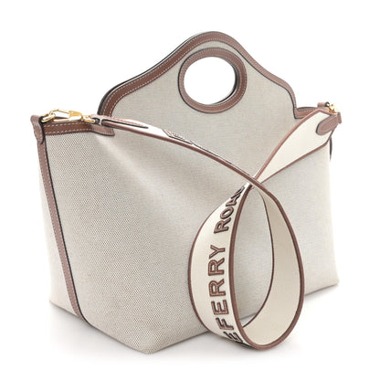 Burberry Canvas Smooth Calfskin Small Pocket Tote Soft Fawn Ecru 3 of 11