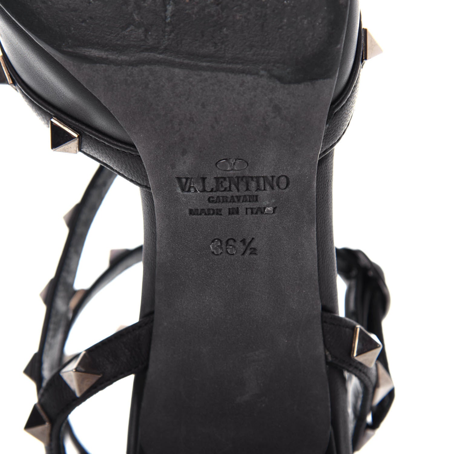 Valentino Garavani Nappa Rockstud Ankle Strap Low Heel Pumps 36.5 Black 9 of 10